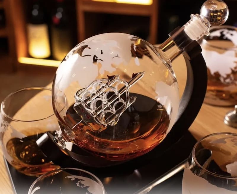 Bộ ly rượu Globe Whiskey - Quả cầu thủy tinh sang trọng + ly + đá viên + kẹp gắp và phụ kiện