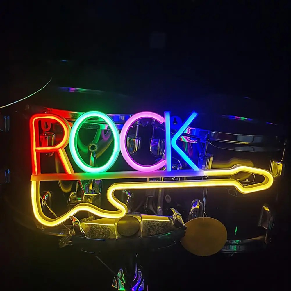 bảng hiệu logo đèn led phát sáng - guitar rock