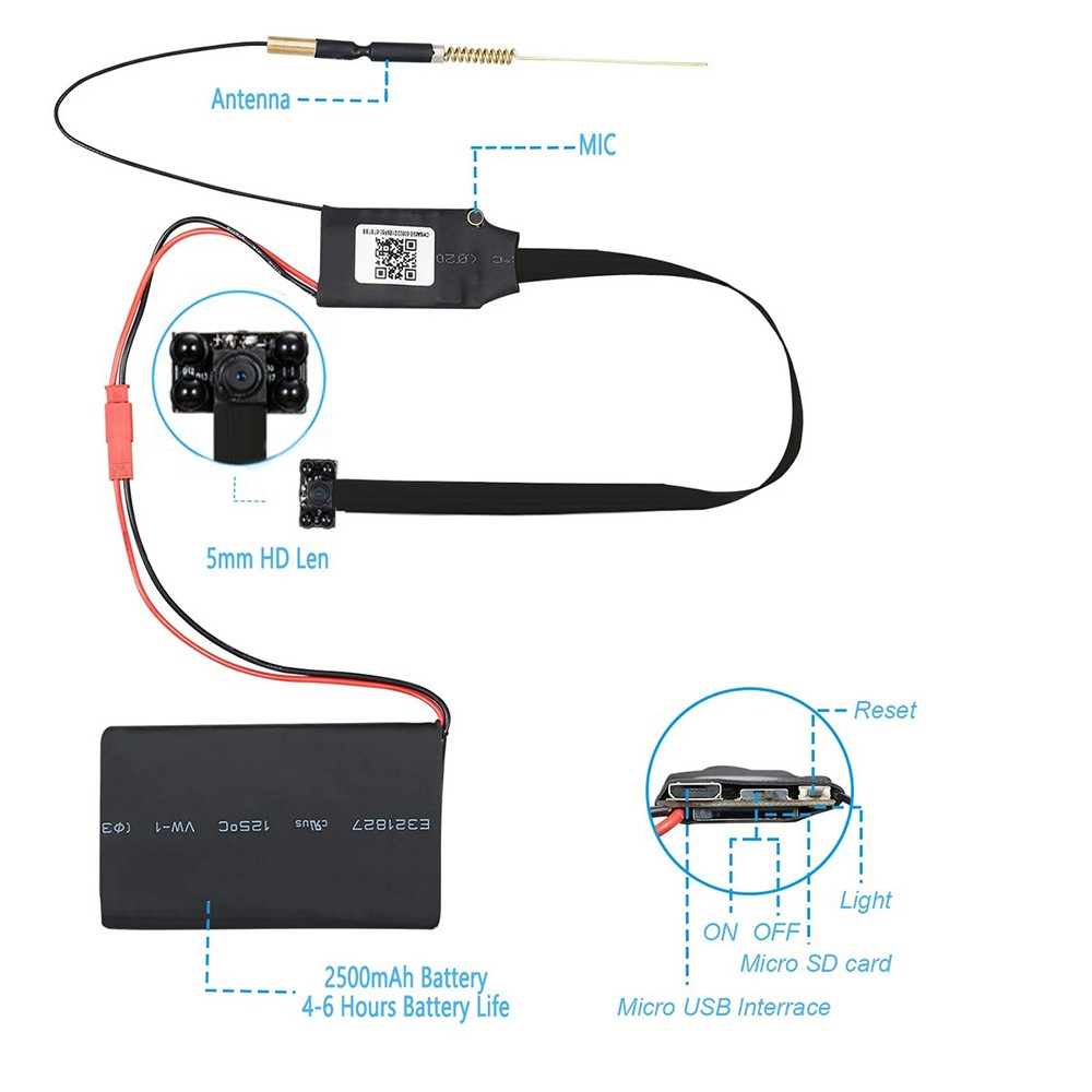 camera lỗ kim có chế độ nhìn ban đêm và phát hiện chuyển động