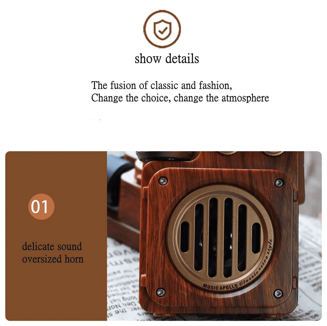 đài phát thanh làm bằng gỗ thiết kế máy thu cổ điển cổ điển