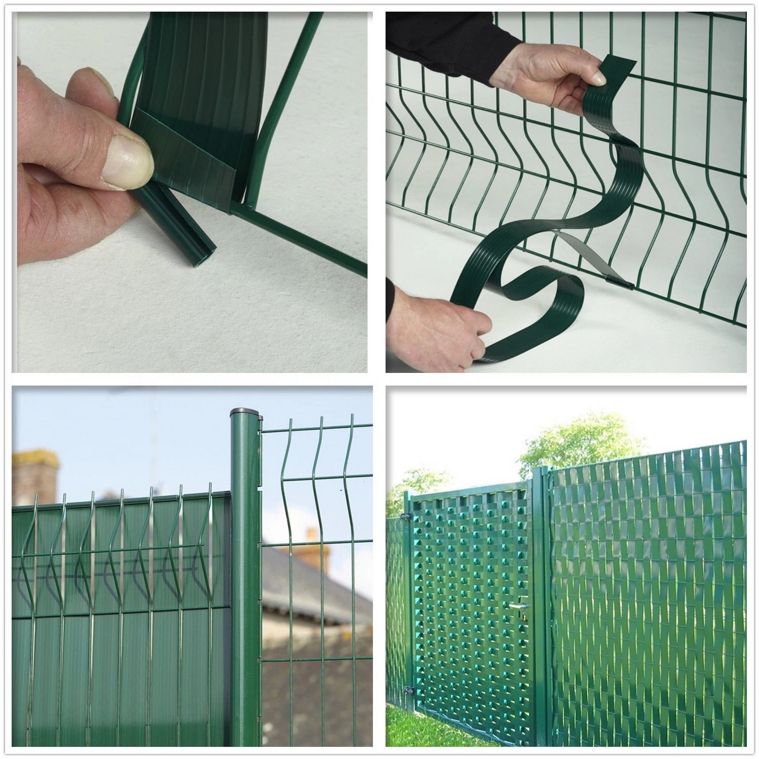băng nhựa PVC dẻo bảo vệ cho hàng rào lưới 3d màu xanh lá cây